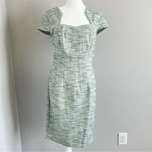 Grace Karen Women’s Pencil Dress Cap Sleeve Tweed Green White Midi Size Small